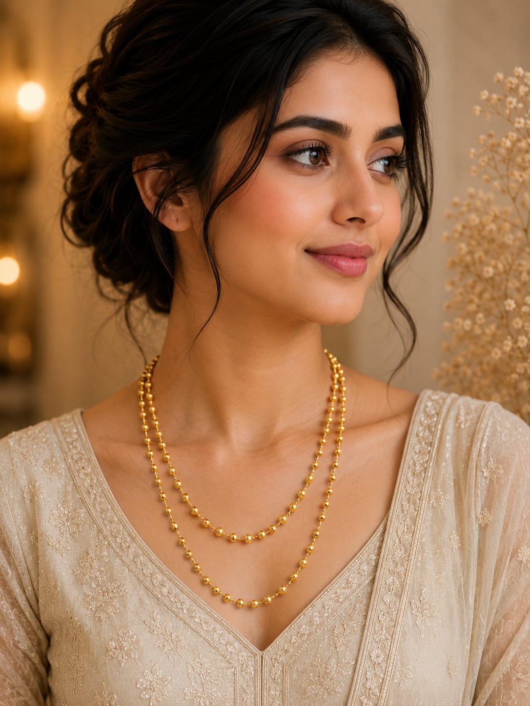 Elegant 2 Layer Gold Beaded Mala