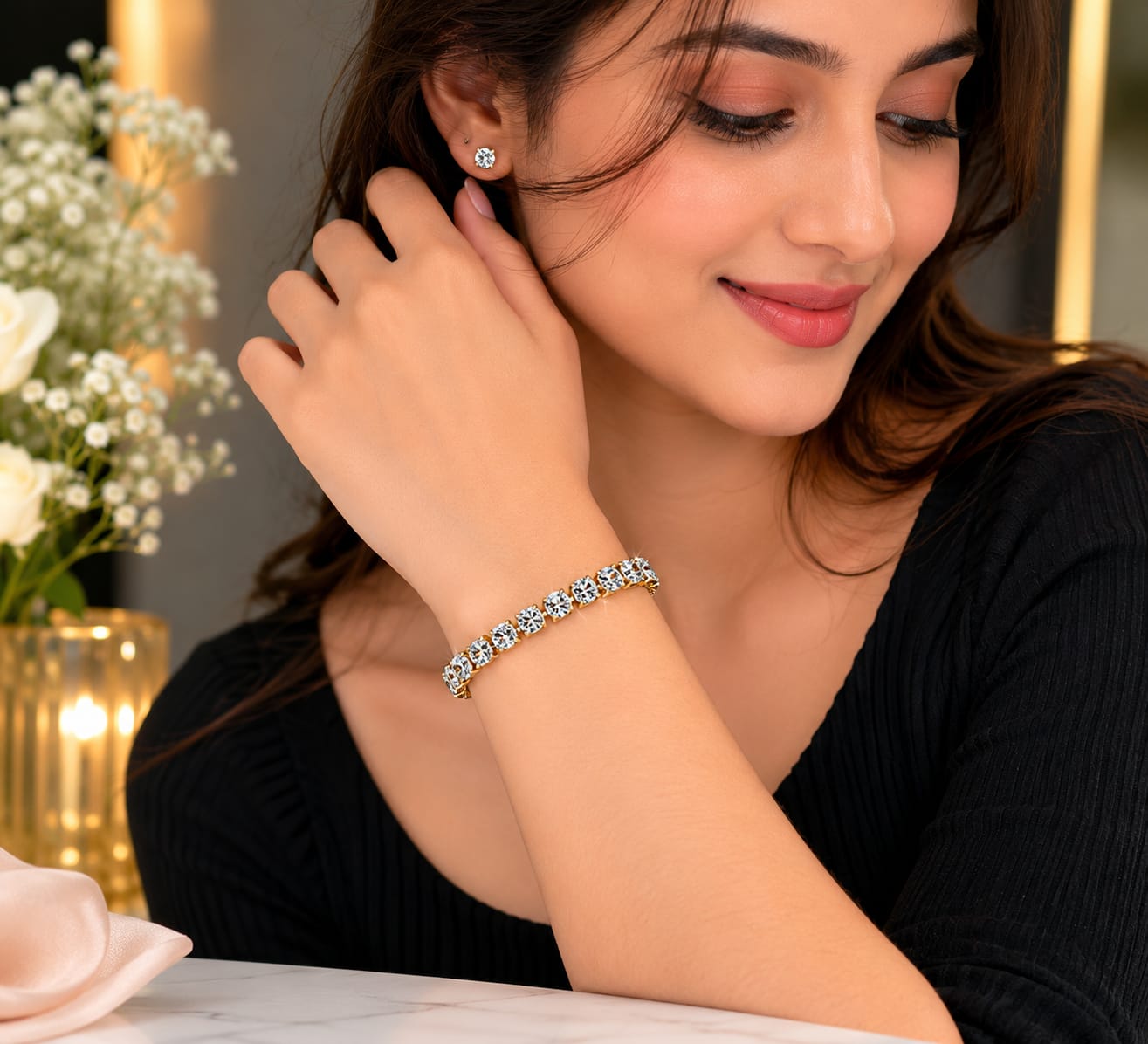Premium Gold Plated Crystal Tennis Bracelet