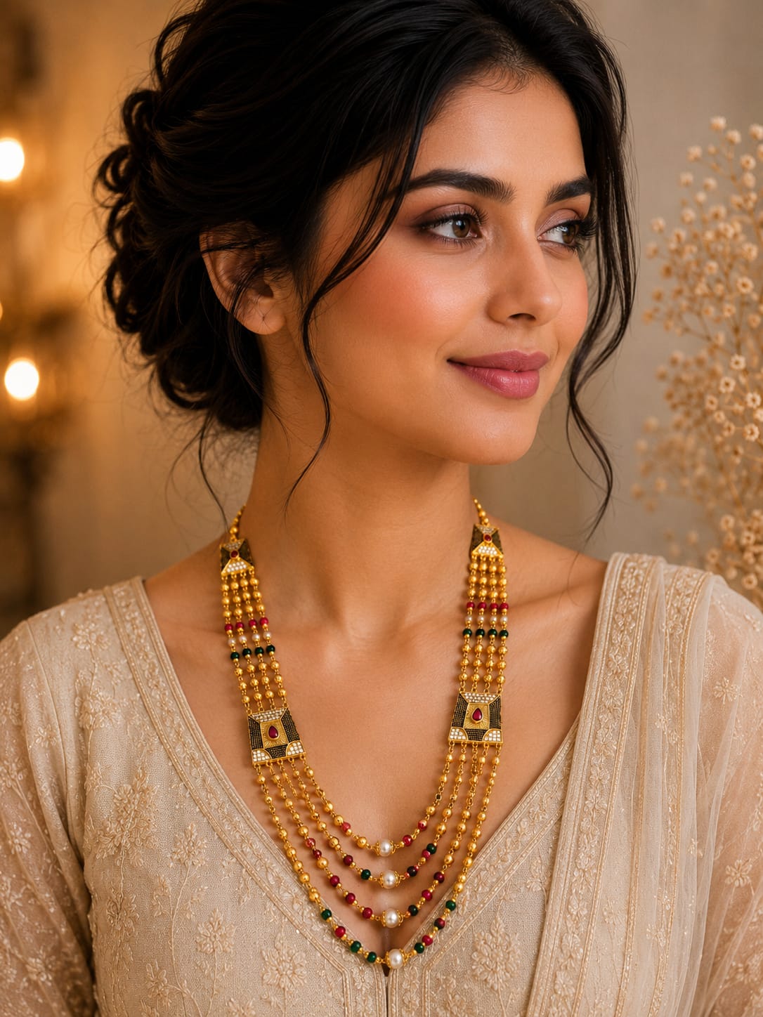 Traditional 4 Layer Gold Beaded Mala