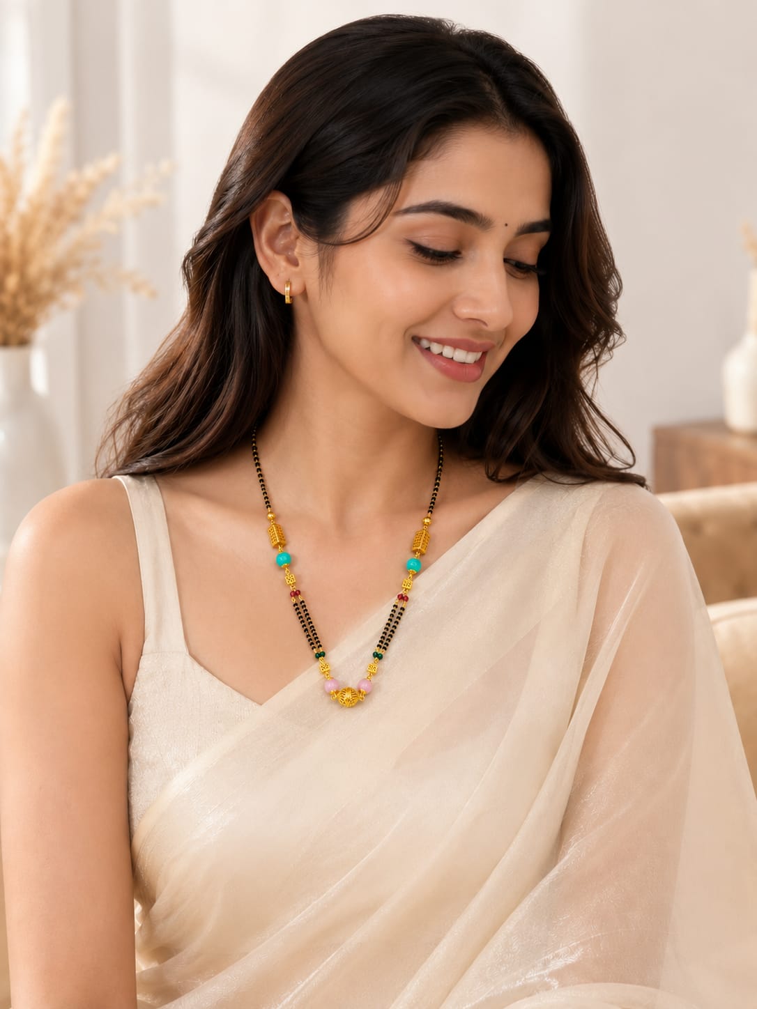 Traditional Beaded Gold-Plated Mangalsutra