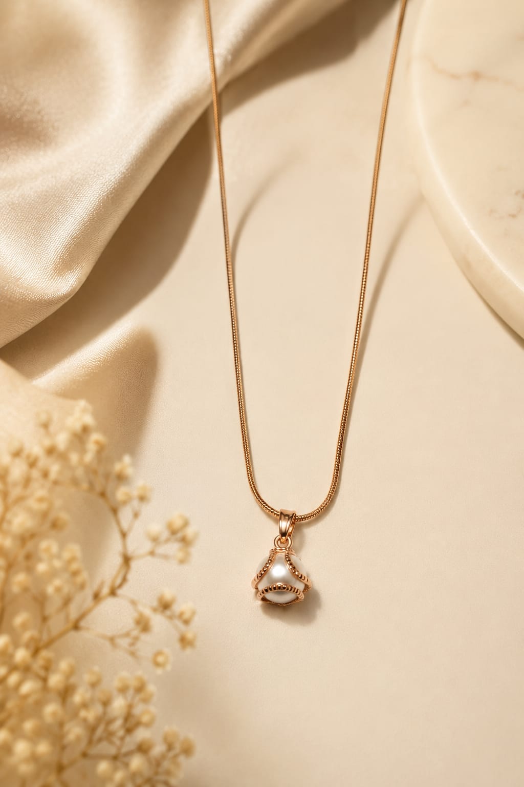 Gold Plated Pearl Drop Pendant Necklace