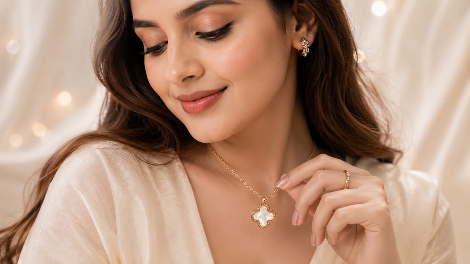 Clover Pearl Pendant Necklace for Women