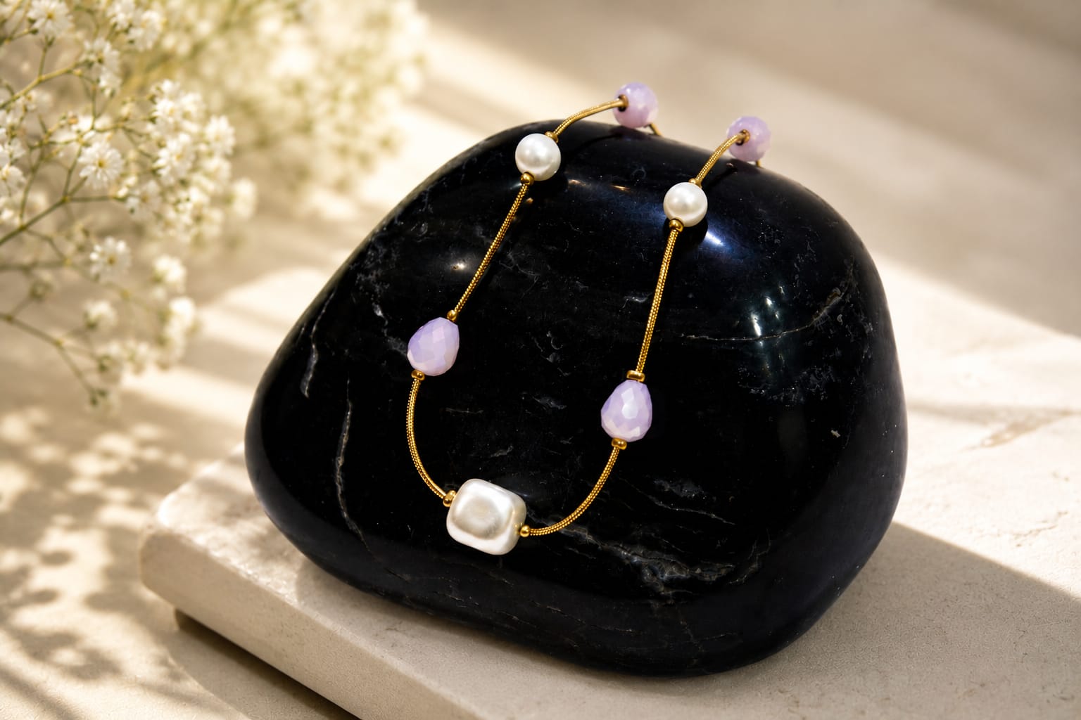 Pearl Beaded Gold Necklace for Women
