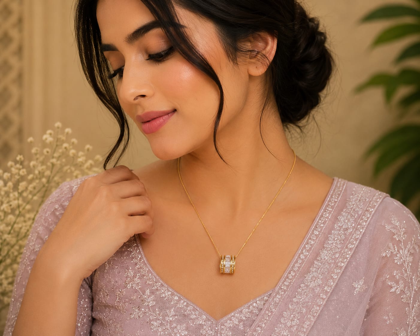 Crystal Gold Pendant Necklace for Women