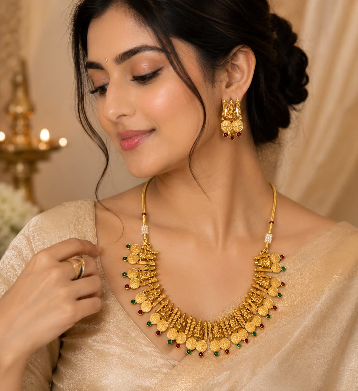 Temple Lakshmi Necklace Set