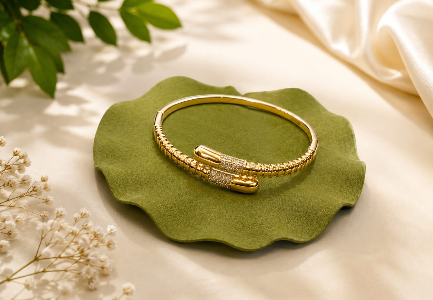 Premium Gold Plated Open Cuff Bracelet
