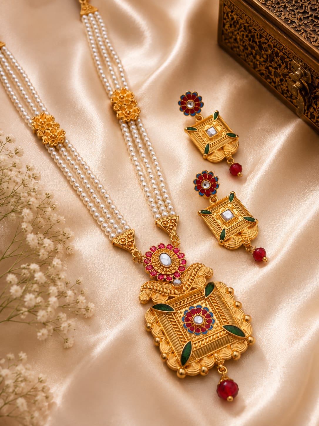 Elegant Pearl Necklace Set