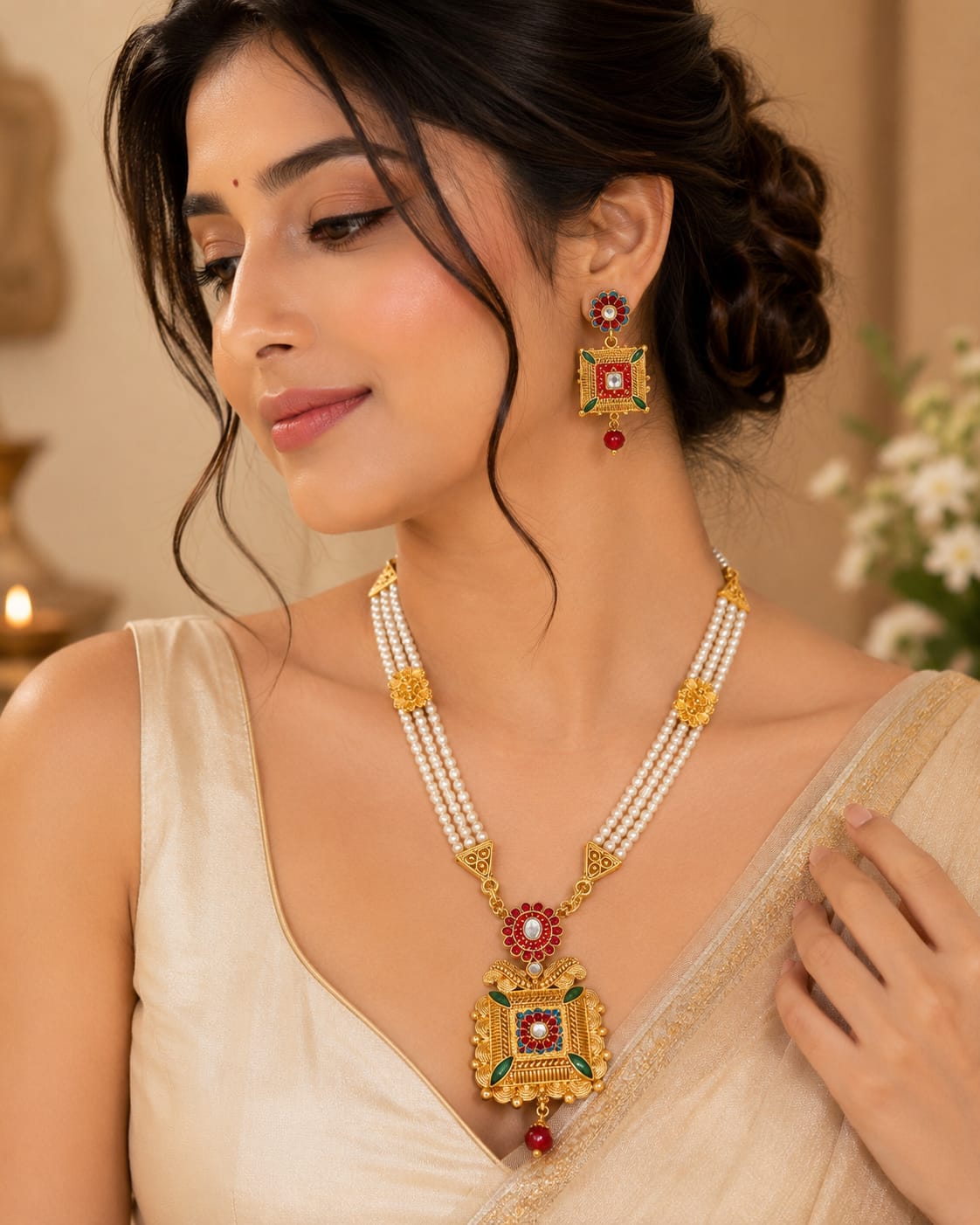 Elegant Pearl Necklace Set