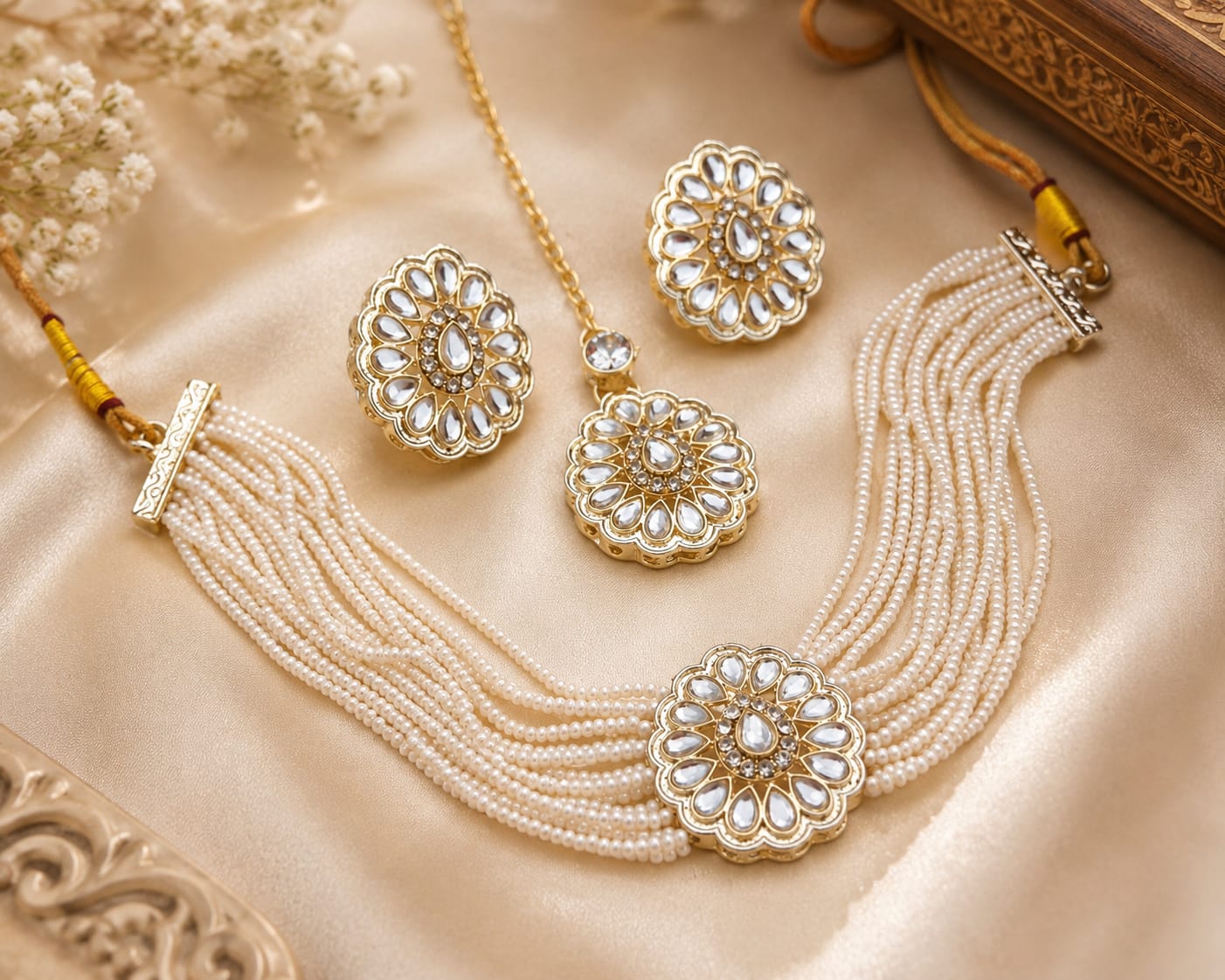 Pearl Kundan Choker Set
