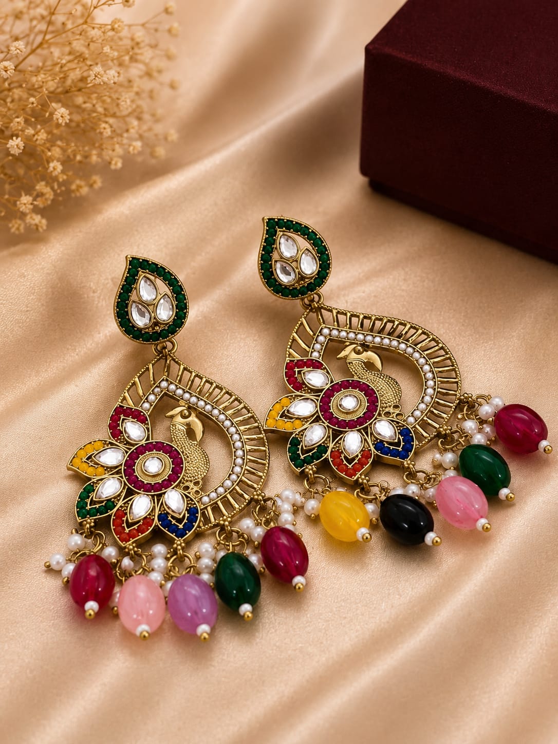 Royal Peacock Chandbali Earrings