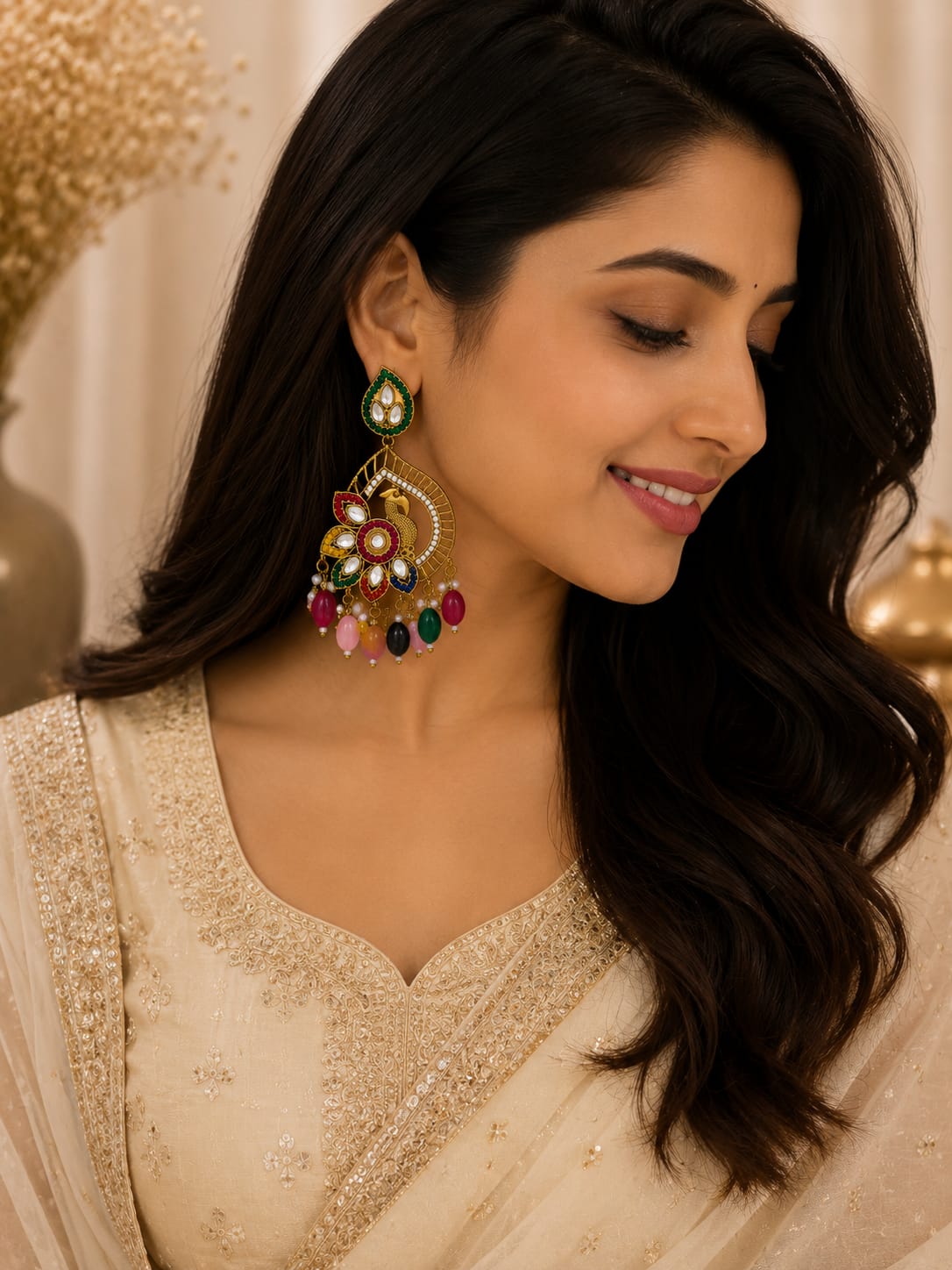 Royal Peacock Chandbali Earrings